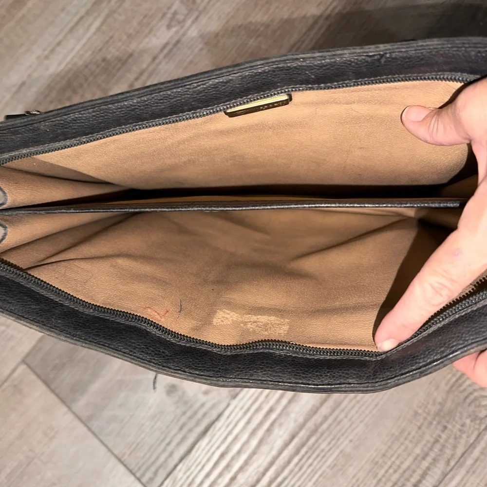 Vintage Valigeria Mascetti Italian leather black briefcase travel bag portfolio